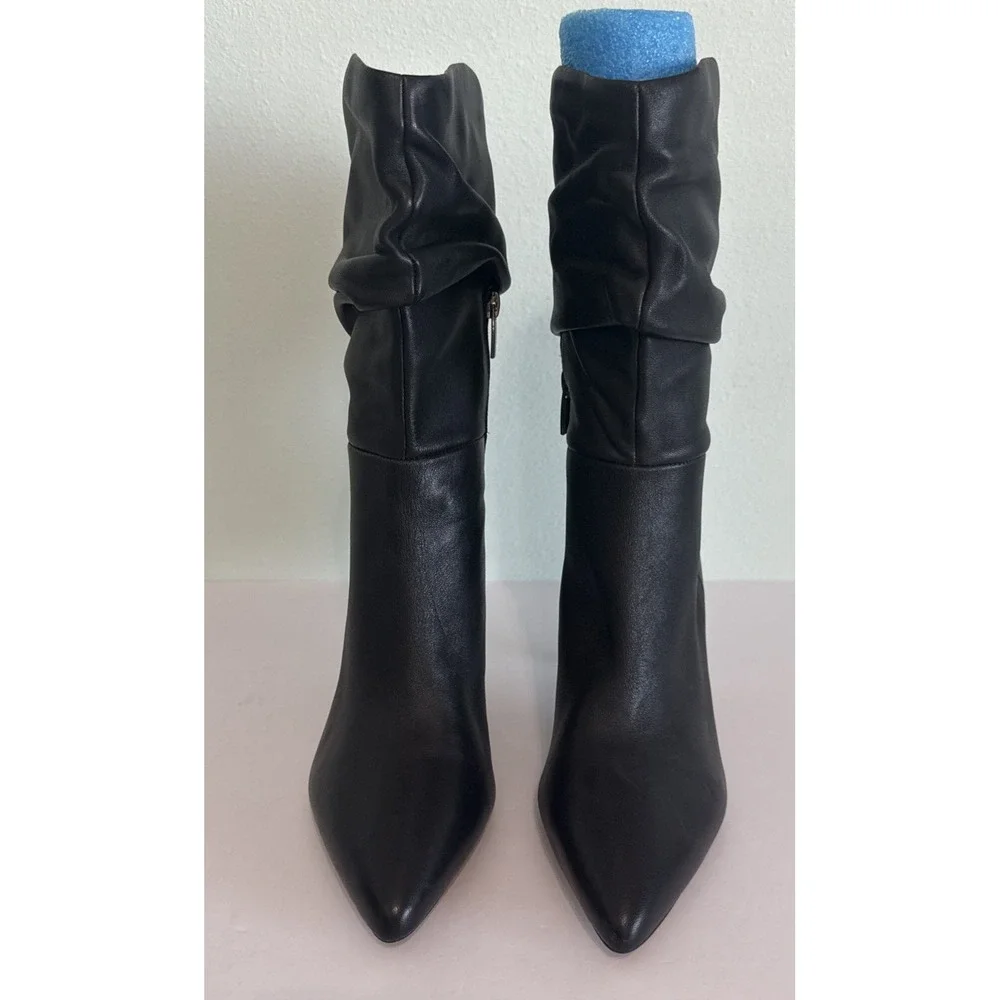 Vince Camuto Black Leather Heeled Boots Slouchy Stiletto Heel Womens 8 - Picture 2 of 7